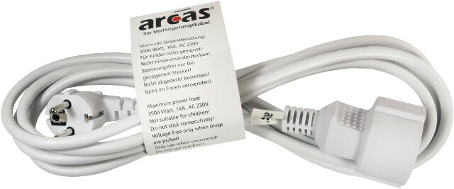 ARCAS 3m Verlängerungskabel (Schukostecker)