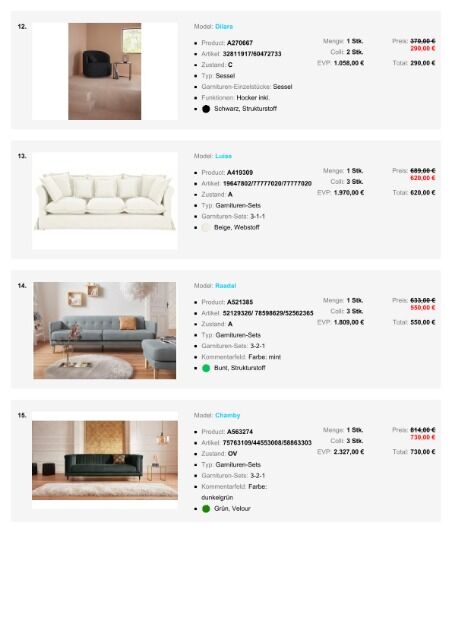 Top Seller im Möbel Sparpreispaket Sessel Sofas Ecksofas Sofa Garnituren