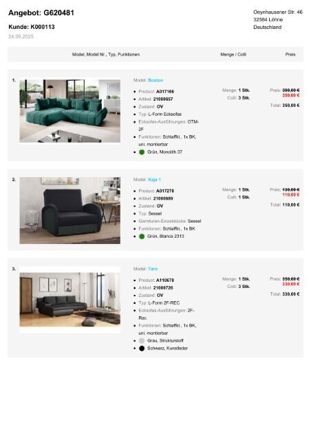 Möbel Sofa Ecksofa Wohnlandschaften Paket verschiedene Modelle