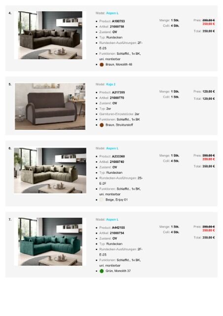 Möbel Sofa Ecksofa Wohnlandschaften Paket verschiedene Modelle