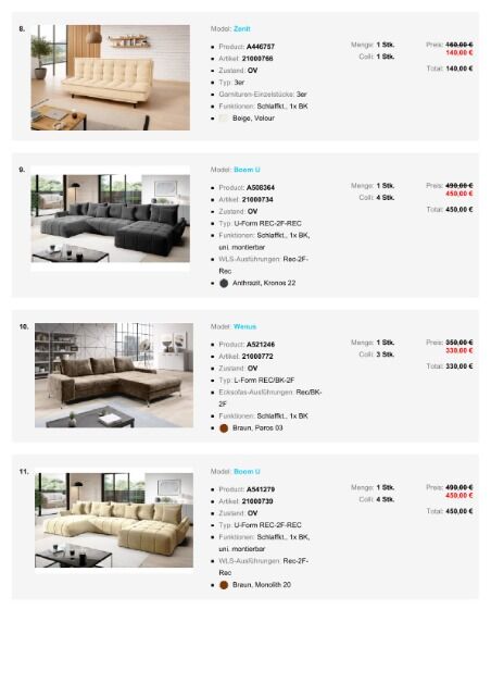 Möbel Sofa Ecksofa Wohnlandschaften Paket verschiedene Modelle