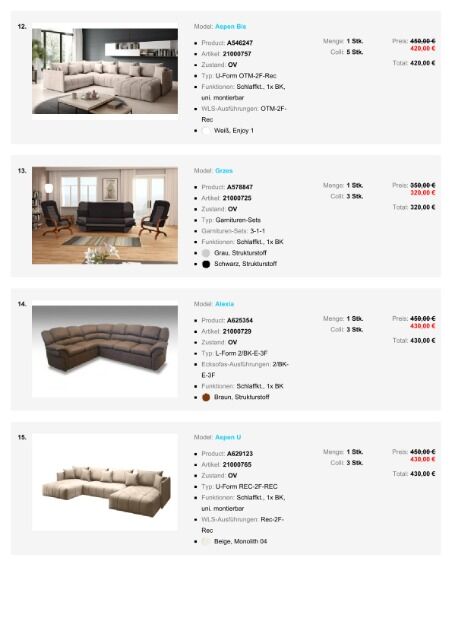 Möbel Sofa Ecksofa Wohnlandschaften Paket verschiedene Modelle