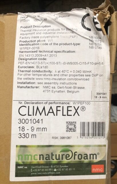 CLIMAFLEX® PE-Isolierung Rohrisolierungen 18-9mm ca. 1400 Stk. ca. 2800 Meter