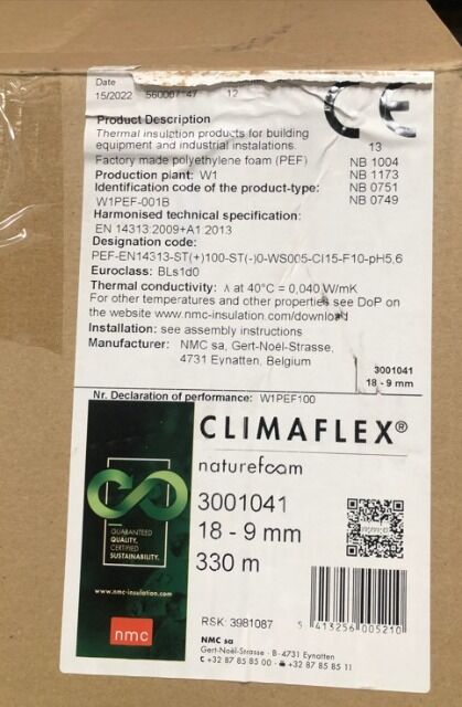 CLIMAFLEX® PE-Isolierung Rohrisolierungen 18-9mm ca. 1400 Stk. ca. 2800 Meter