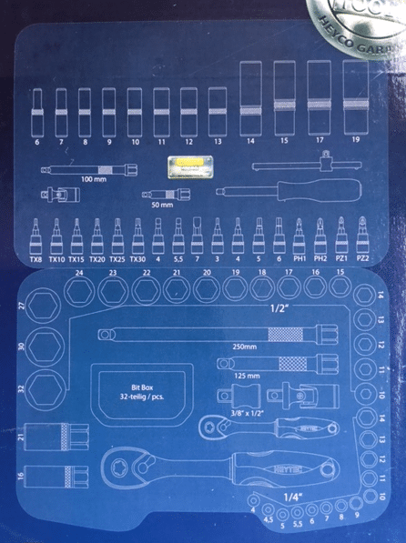 Heytec Heyco Steckschlüssel Stecknuss Satz 105-tlg. Chrom Vanadium