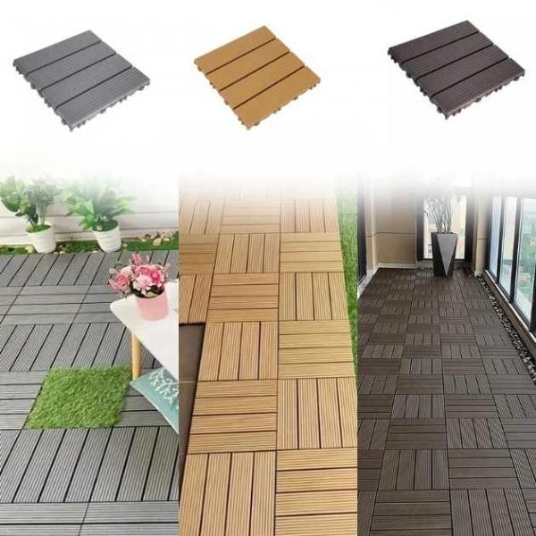 DeckLock™ Ineinandergreifende PVC-Holzimitat-Terrassenfliesen - 12x (30x30cm)