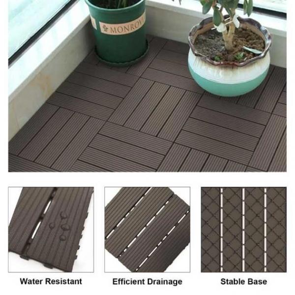 DeckLock™ Ineinandergreifende PVC-Holzimitat-Terrassenfliesen - 12x (30x30cm)