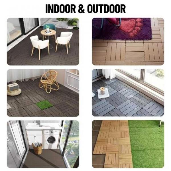 DeckLock™ Ineinandergreifende PVC-Holzimitat-Terrassenfliesen - 12x (30x30cm)