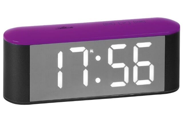 Quarzwecker mit LED-Anzeige Digitalwecker Grau/Violett