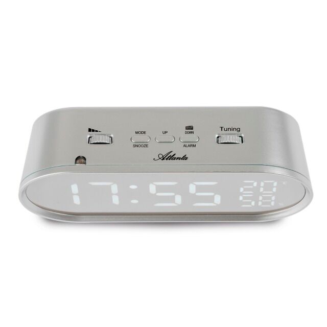 Radio-Netzwecker, Alarm mit Beepsound, Repetition, Luftfeuchtigkeitsanzeige, Temperaturanzeige, 2 Helligkeitsstufen