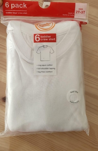 Wonder Nation Kinder T-Shirts 6er-Pack – Für Kinder 2–5 Jahre – Weiß – 100% Baumwolle – Neu & OVP
