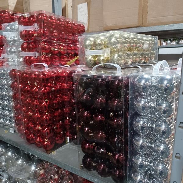 Mix Palette: XXL Weihnachtskugeln glänzend Kunststoff verschiedene Artikel Christbaumkugeln Outdoorkugeln Posten Abverkauf Lagerverkauf