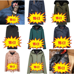15 €/Stk – Winter-Mix Markenjacken Kategorie A/B/C, Herren-, Damen- und Kinderjacken, Top-Brands wie Canadian Peak, Geographical Norway, sof