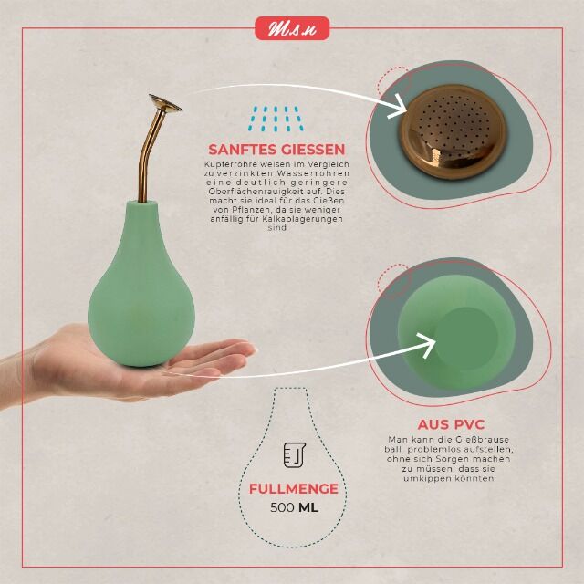 Ballbrause, Sprüher, um Ihre Pflanzen zu bewässern, Schonende Ballbrause, Zerstäuber Hand aus Kupfer, Wassernebel zu erzeugen und Ihre Blume