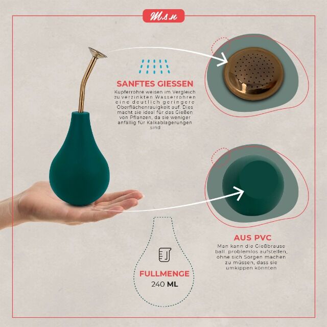 Ballbrause, Sprüher, um Ihre Pflanzen zu bewässern, Schonende Ballbrause, Zerstäuber Hand aus Kupfer, Wassernebel zu erzeugen und Ihre Blume