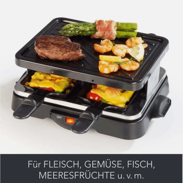 Cuisine Edition Raclette Grill 500W – 4 Personen, Schwarz