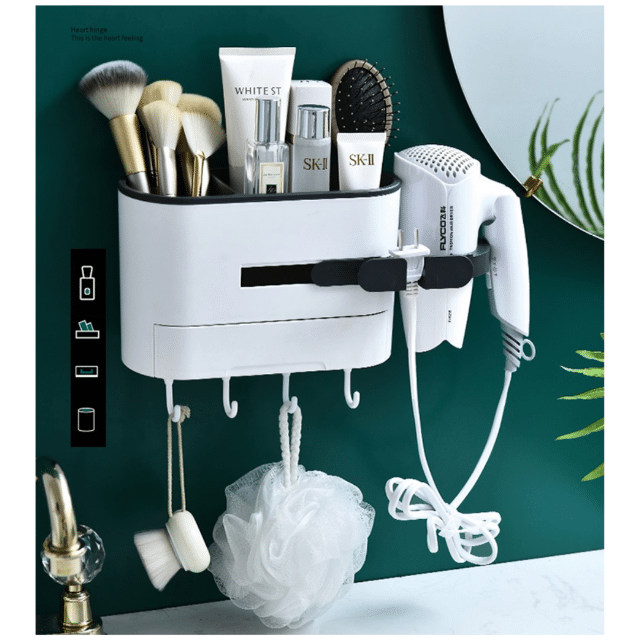 Haartrocknerhalter, Kabelhalter, Badezimmer Organizer-aufbewahrung, Ohne Bohren Ablage Organizer Nagelfrei Selbstklebend Kein Schaden, Kunst