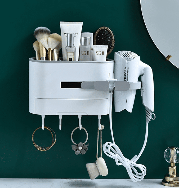 Haartrocknerhalter, Kabelhalter, Badezimmer Organizer-aufbewahrung, Ohne Bohren Ablage Organizer Nagelfrei Selbstklebend Kein Schaden, Kunst
