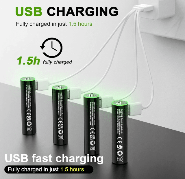 CLV USB-C Wiederaufladbare AAA Batterien – 4er Set A-Ware