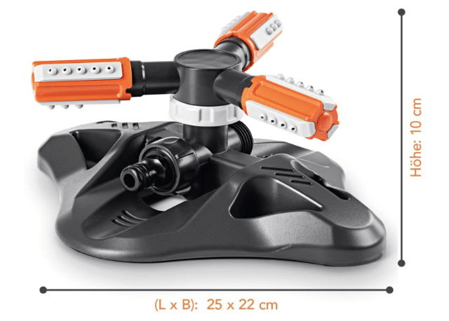EASYmaxx Gartensprinkler Rotierend 2er-Set Schwarz/Orange – A/B-Ware