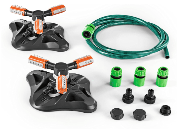 EASYmaxx Gartensprinkler Rotierend 2er-Set Schwarz/Orange – A/B-Ware