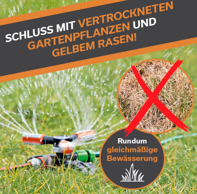 EASYmaxx Gartensprinkler Rotierend 2er-Set Schwarz/Orange – A/B-Ware