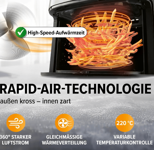 GOURMETmaxx Heißluft-Fritteuse Digital 4,5L – 1.400W – Schwarz mit Farbdisplay – A-Ware