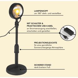 MAXXMEE LED-Sunset-Lampe 5V Schwarz – A-Ware