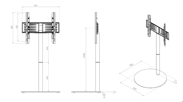 TV Standfuß „Cirla“ – 32–70 Zoll – VESA 600×400 – bis 40 kg – A-Ware