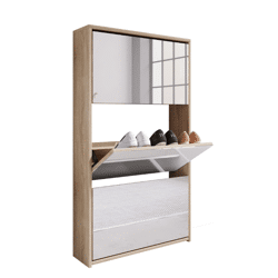 Stido XL shoe cabinet - white & honey oak - 112×63×17 cm - A-grade