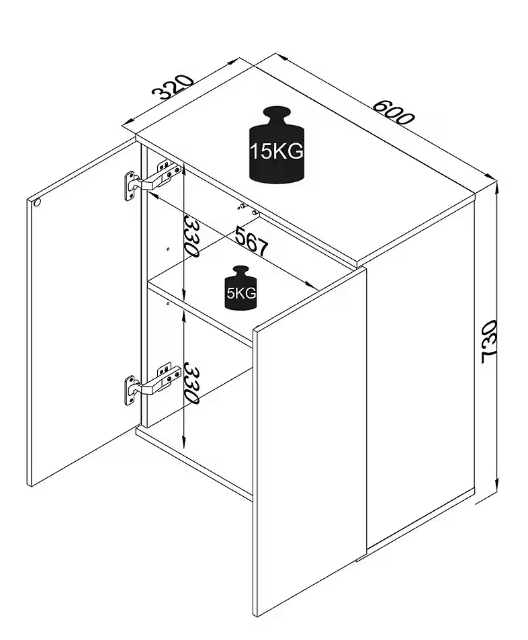 Sideboard Dalosa – Grau – mit Schublade – 77×70×39 cm – A-Ware 2