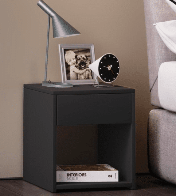 VCM Nachttisch mit Schublade – Schwarz – 40×35×35 cm – A-Ware