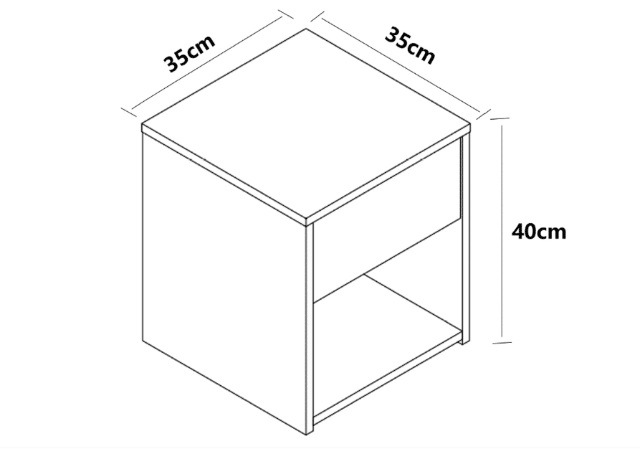 VCM Nachttisch mit Schublade – Schwarz – 40×35×35 cm – A-Ware