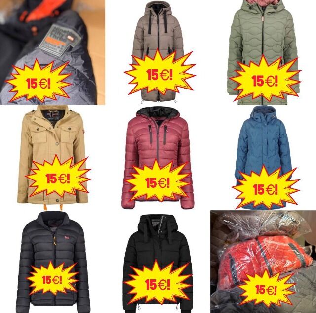 Ab 15 € – Winterjacken Mix (Kategorie A/B/C), Markenware von deutschen Marktplätzen, Canadian Peak, Geographical Norway, Größen gemischt