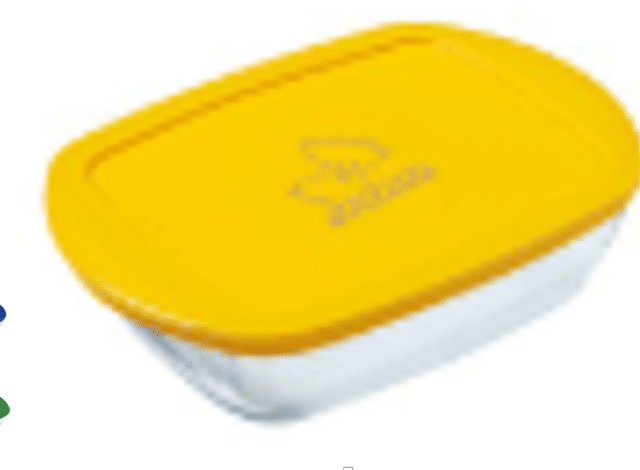 Pyrex Rechteckige Glasform 23×15 cm – 1,2 L mit Kunststoffdeckel – Ofen- & Gefriergeeignet – A-Ware