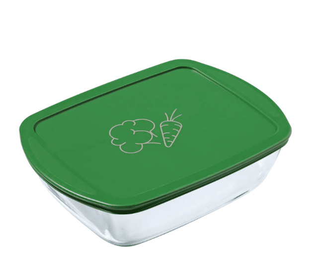 Pyrex Rechteckige Auflaufform mit Plastikdeckel 28×20 cm – 2,5 L – A-Ware