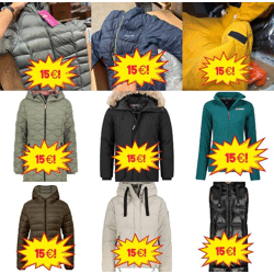15 € Winter-Mix Markenjacken, Kategorie A/B/C, Herren/Damen/Kinder, Canadian Peak & Geographical Norway, Mindestmenge 50 Stück, gemischte Gr
