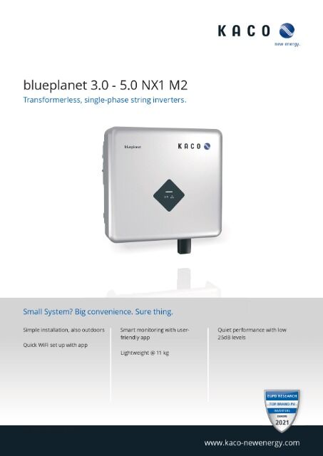 KACO blueplanet 4.0 NX1 M2 inklusive Herstellergarantie 5 Jahre, Transformerless, single-phase string Inverter