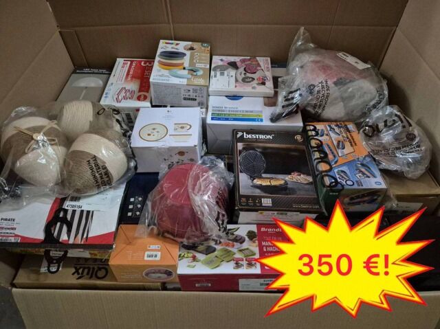 350 € Mix-Paletten, 60–70 Stk, Haushaltsgeräte, Haushaltswaren, Kinderartikel, Möbel, Kategorie A/B/C, 1 Palette Mindestbestellung, weltweit