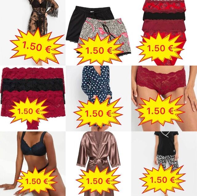 ab 1,50 € Mix Damenunterwäsche und Bademode, BHs, Tops, Slips, Strings, Pyjamas, Größen XS–XXXL, deutscher Katalog, schneller Versand