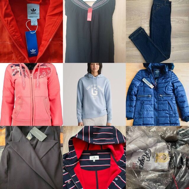 6,90 € Winter-Markenbekleidung Mix A/B Herren Damen, deutsche Marktplätze, Nike Adidas Tommy, Boxen ab 25 Stk