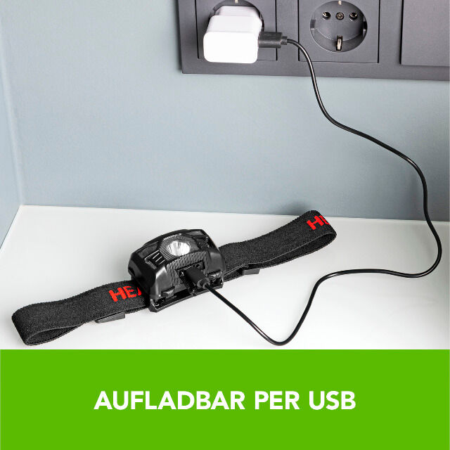 EASYmaxx Stirnlampe 3,7V, schwarz/rot mit Bewegungssensor