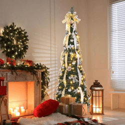 MerryPine™ faltbarer vordekorierter Weihnachtsbaum (silber)