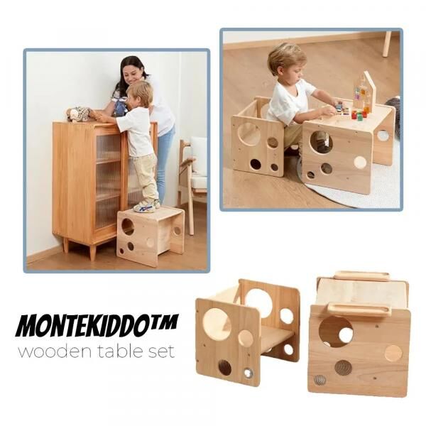 MonteKiddo™ Holztisch-Set für Kleinkinder