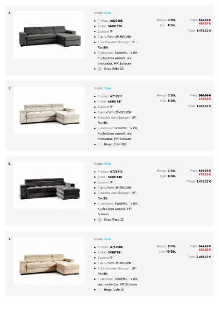 P2 Nov25 Möbel Paket Ecksofa Divo Schlaffunktion Bettkasten versch. Stoffe und Farben