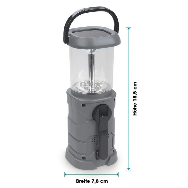 EASYmaxx solar light with radio and dynamo crank 5V, anthracite 