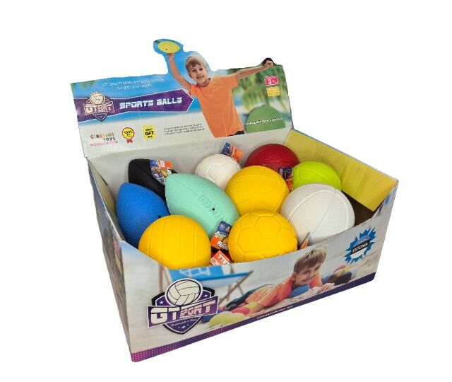 Mixed mini sports balls for kids, assorted colors in a display 14 pcs