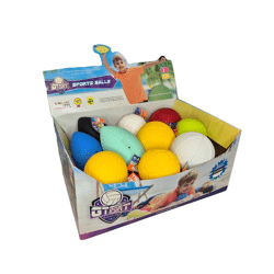 Mixed mini sports balls for kids, assorted colors in a display 14 pcs