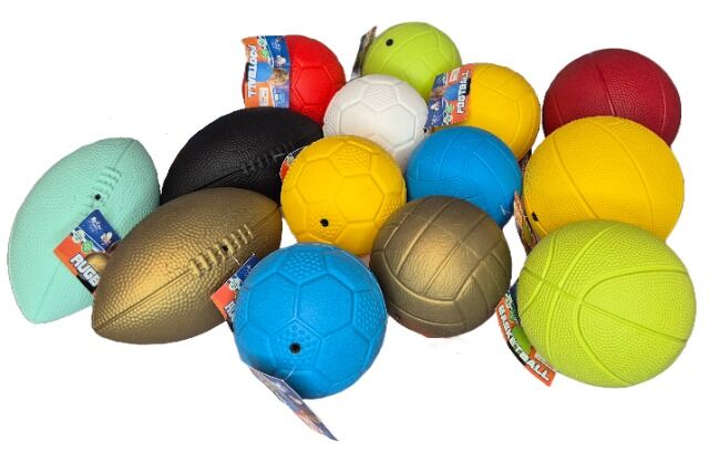 Mixed mini sports balls for kids, assorted colors in a display 14 pcs