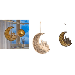 LED-Holzdeko Ramadan Deko Licht Muslimische Dekoration Festtagsdeko Holzlicht Geschenk Restposten